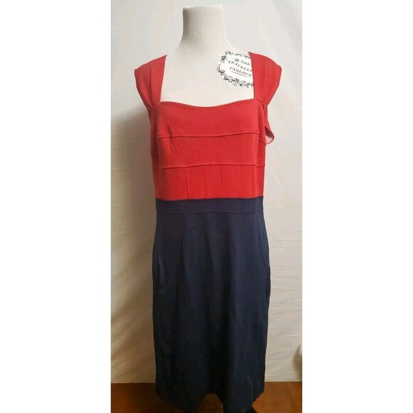 Girls From Savoy Anthropologie Red and Blue Colorblock Ponte Knit Dress Size 12 - Picture 1 of 11